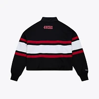 Women's Mitchell & Ness  Black San Francisco 49ers Cropped Long Sleeve Rugby Polo
