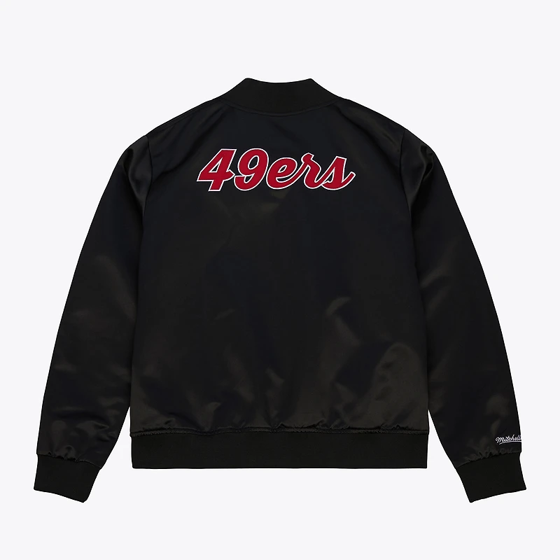 Women's Mitchell & Ness Black San Francisco 49ers Full-Snap Satin Jacket