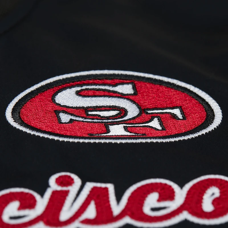Women's Mitchell & Ness Black San Francisco 49ers Full-Snap Satin Jacket