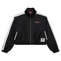 Veste courte entièrement zippée en nylon noire pour femme Mitchell & Ness San Francisco 49ers