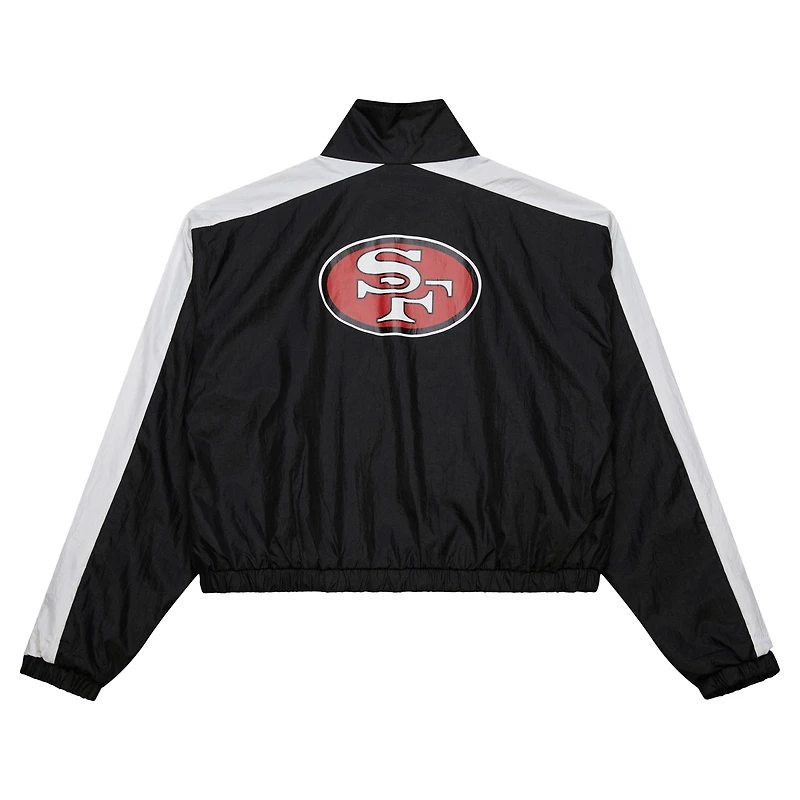 Veste courte entièrement zippée en nylon noire pour femme Mitchell & Ness San Francisco 49ers