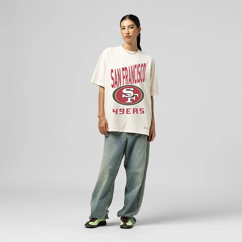 T-shirt boyfriend Mitchell & Ness crème pour femme avec logo des 49ers de San Francisco