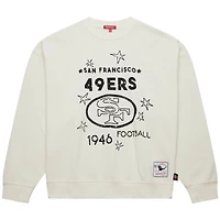 Women's Mitchell & Ness  Cream San Francisco 49ers Throwback Logo 3.0 Pullover Sweatshirt