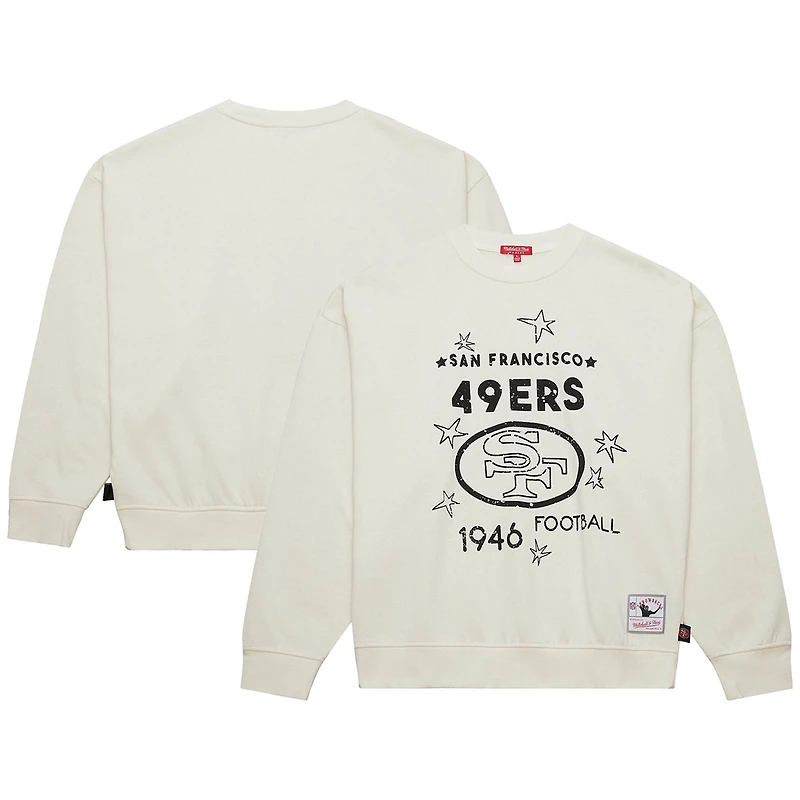 Women's Mitchell & Ness Cream San Francisco 49ers Throwback Logo 3.0 Pullover Sweatshirt
