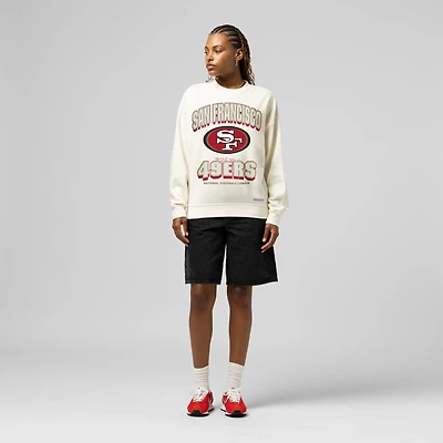 Sweat-shirt Mitchell & Ness crème San Francisco 49ers pour femme avec motif arches ton sur