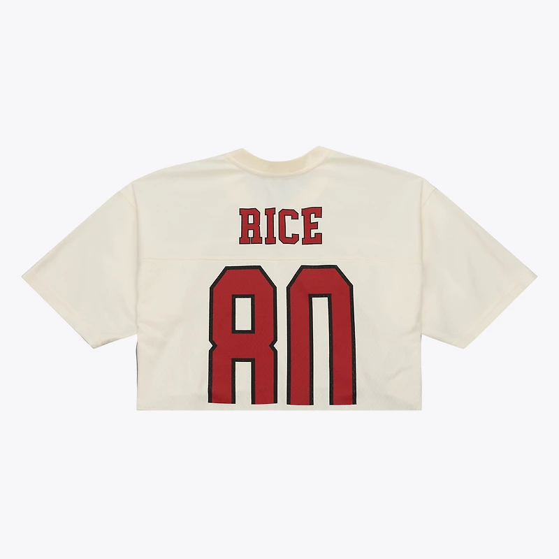 Women's Mitchell & Ness Jerry Rice Cream San Francisco 49ers Retired Player Cropped Fashion Jersey