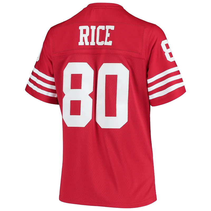 Maillot réplique Mitchell & Ness Jerry Rice écarlate des 49ers de San Francisco 1990 pour femmes