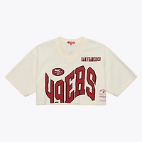 Women's Mitchell & Ness Joe Montana Cream San Francisco 49ers Retired Player Cropped Fashion Jersey