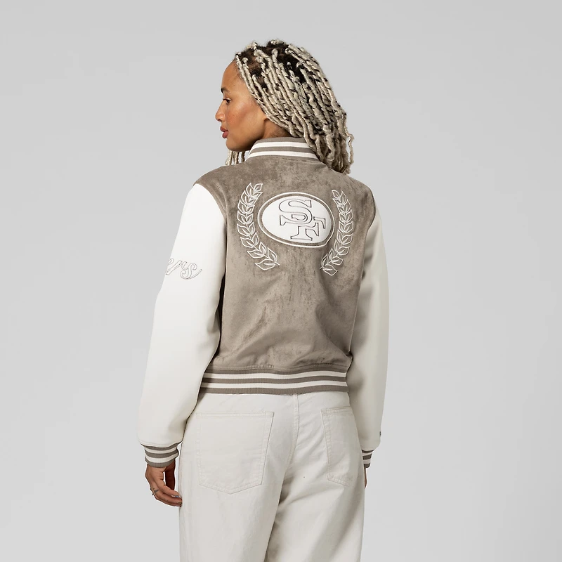 Women's Mitchell & Ness  Tan San Francisco 49ers Full-Snap Varsity Jacket