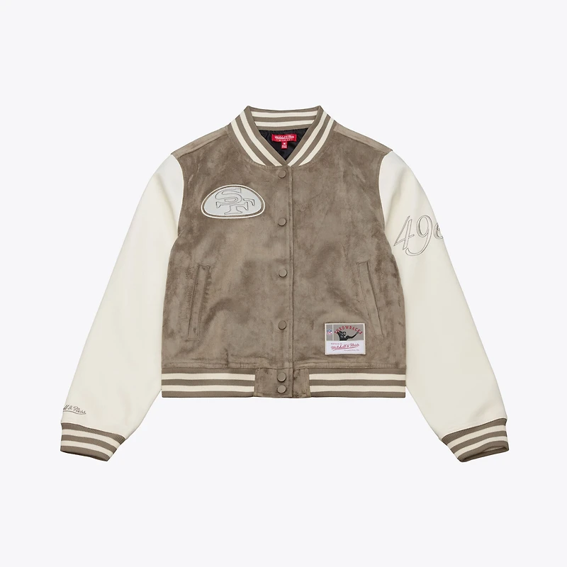 Women's Mitchell & Ness  Tan San Francisco 49ers Full-Snap Varsity Jacket