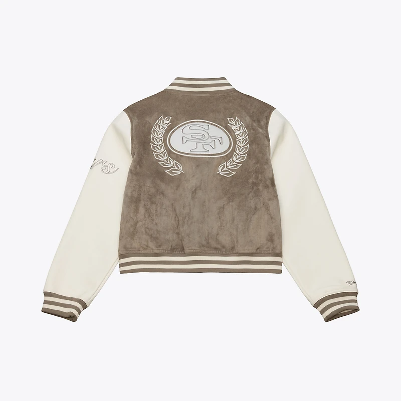 Women's Mitchell & Ness  Tan San Francisco 49ers Full-Snap Varsity Jacket