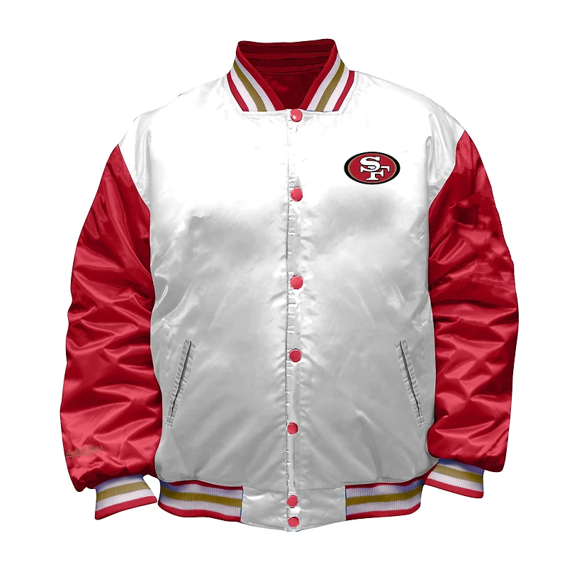 Women's Mitchell & Ness White San Francisco 49ers Plus Full-Snap Satin Jacket