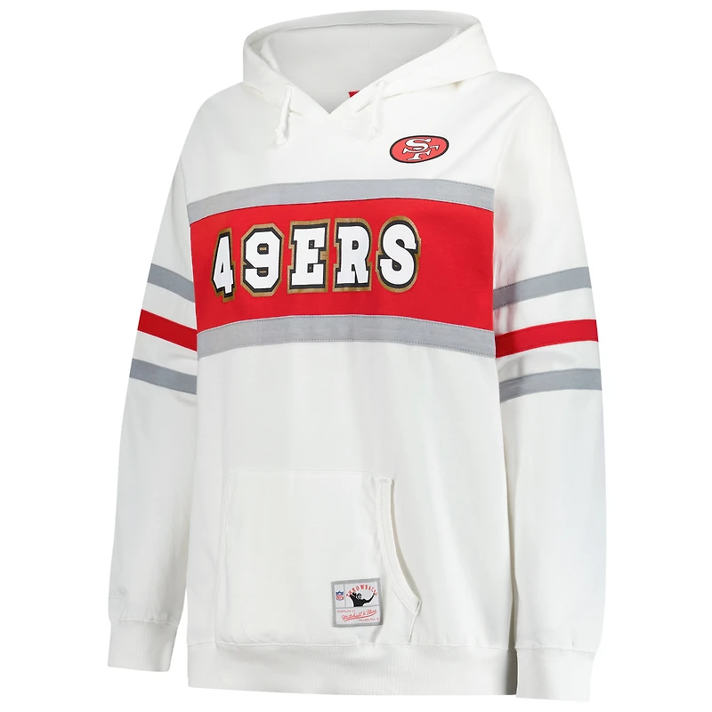Sweat à capuche rétro Mitchell & Ness blanc grande taille pour femme, entraîneur-chef des San Francisco 49ers