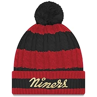 Women's New Era Black San Francisco 49ers 2025 Rivalries Collection Braided Cuffed Knit Hat with Pom