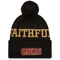 Women's New Era Black San Francisco 49ers 2025 Rivalries Collection Fan Pack Braided Cuffed Knit Hat with Pom