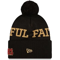 Women's New Era Black San Francisco 49ers 2025 Rivalries Collection Fan Pack Braided Cuffed Knit Hat with Pom