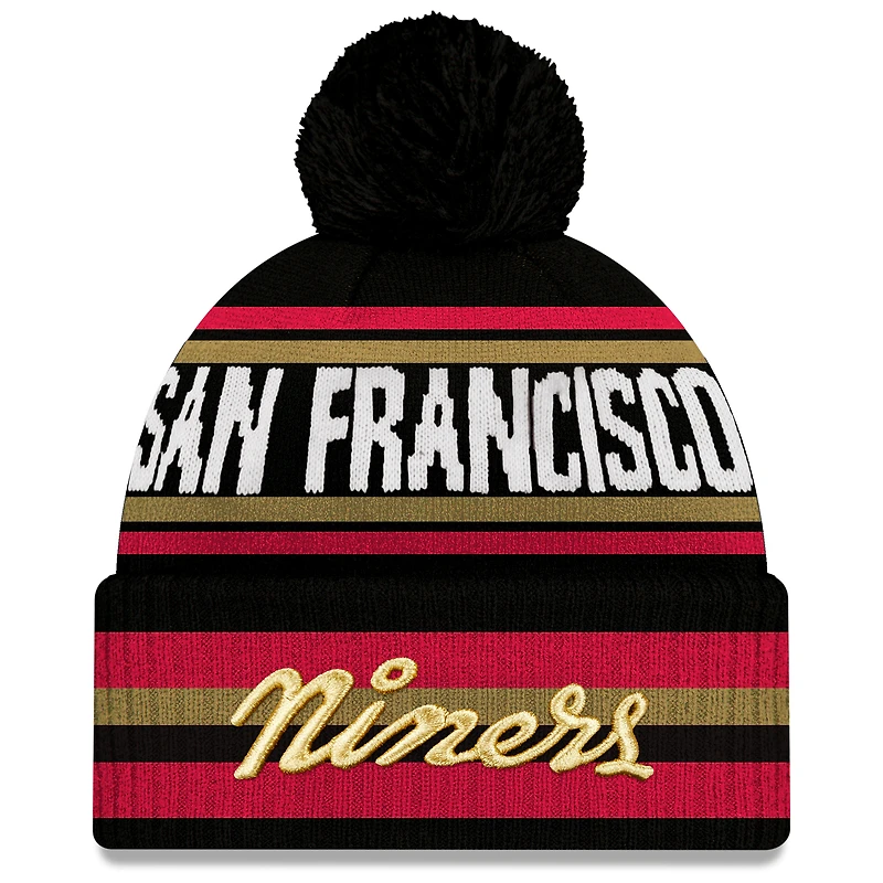 Women's New Era Black San Francisco 49ers 2025 Rivalries Collection Fan Pack Classic Cuffed Knit Hat with Pom