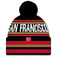 Bonnet en tricot à revers classique avec pompon New Era pour femme, collection Rivalries 2025, San Francisco 49ers, noir