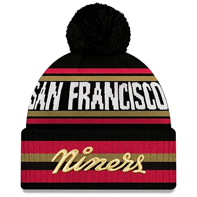 Women's New Era Black San Francisco 49ers 2025 Rivalries Collection Fan Pack Classic Cuffed Knit Hat with Pom