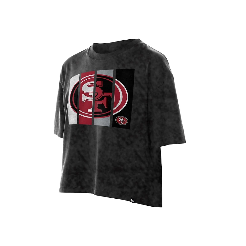 T-shirt court boxy sport noir délavé minéral San Francisco 49ers pour femme New Era