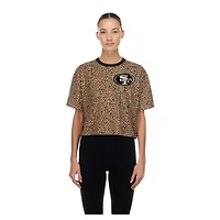 Women's New Era  Brown San Francisco 49ers Mom & Me Leopard Boxy Cropped T-Shirt