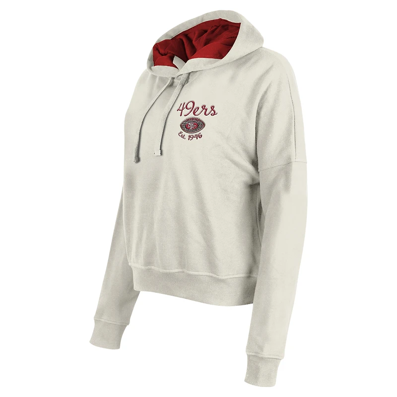 Sweat à capuche New Era crème San Francisco 49ers 3rd Down Historic pour femme