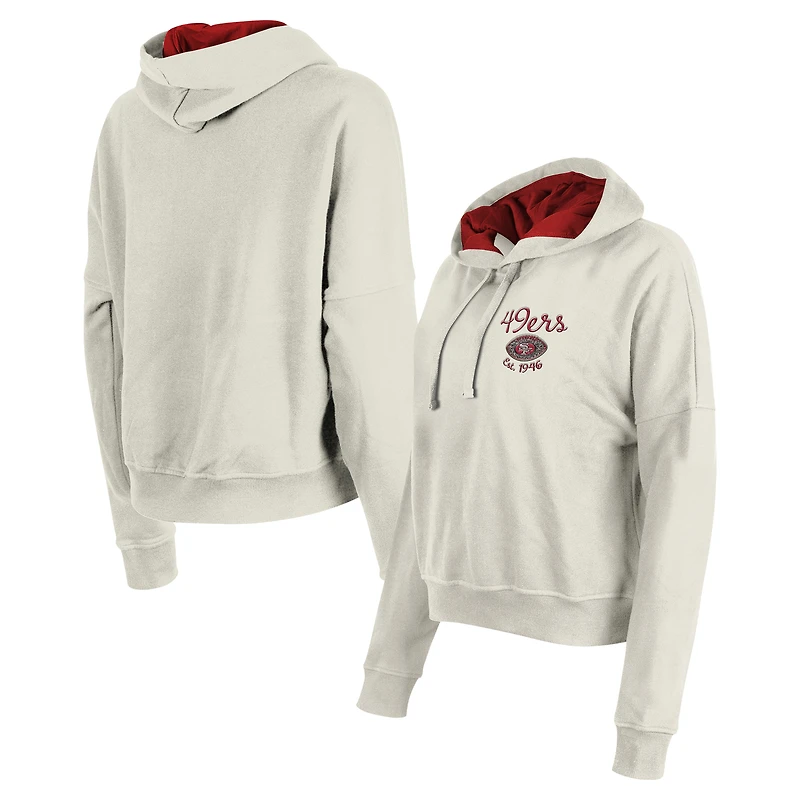 Sweat à capuche New Era crème San Francisco 49ers 3rd Down Historic pour femme