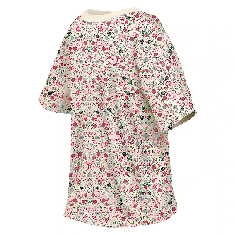 T-shirt à col rond floral Glam Game de San Francisco 49ers New Era pour femme, couleur crème