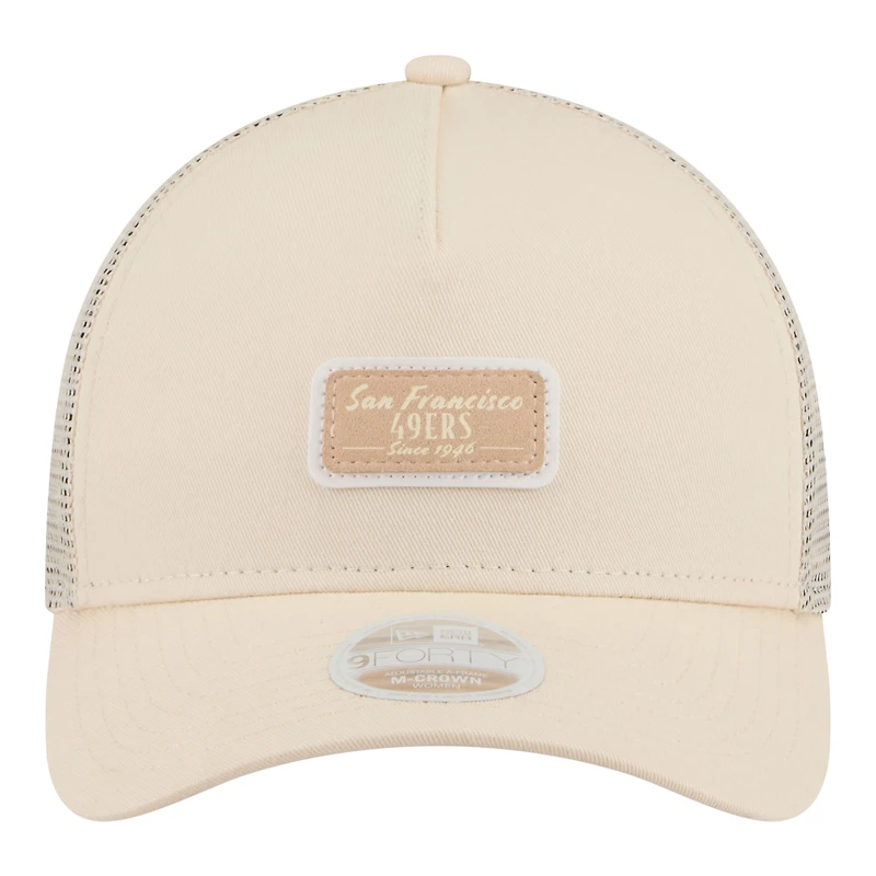 Women's New Era  Cream San Francisco 49ers Tonal Patch M-Crown A-Frame 9FORTY Trucker Adjustable Hat