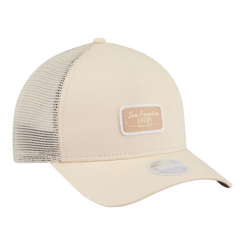 Women's New Era Cream San Francisco 49ers Tonal Patch M-Crown A-Frame 9FORTY Trucker Adjustable Hat