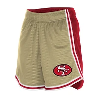 Short en maille New Era pour femme, style rétro Sport Classics, doré/écarlate, des 49ers de San Francisco