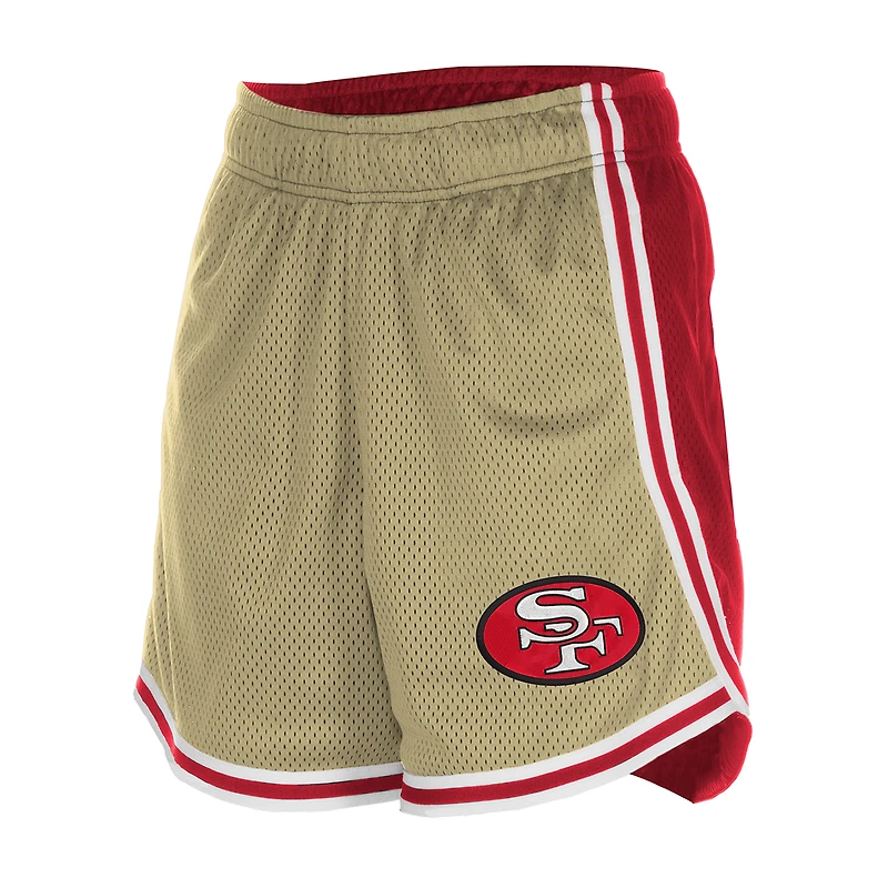 Short en maille New Era pour femme, style rétro Sport Classics, doré/écarlate, des 49ers de San Francisco