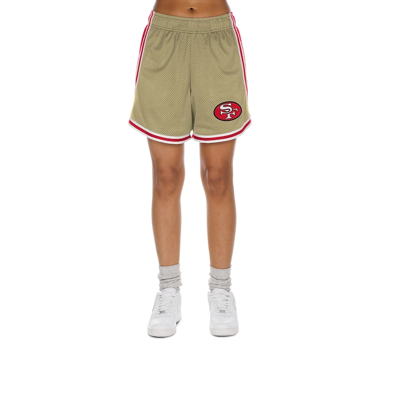 Women's New Era Gold/Scarlet San Francisco 49ers Throwback Sport Classics Mesh Shorts