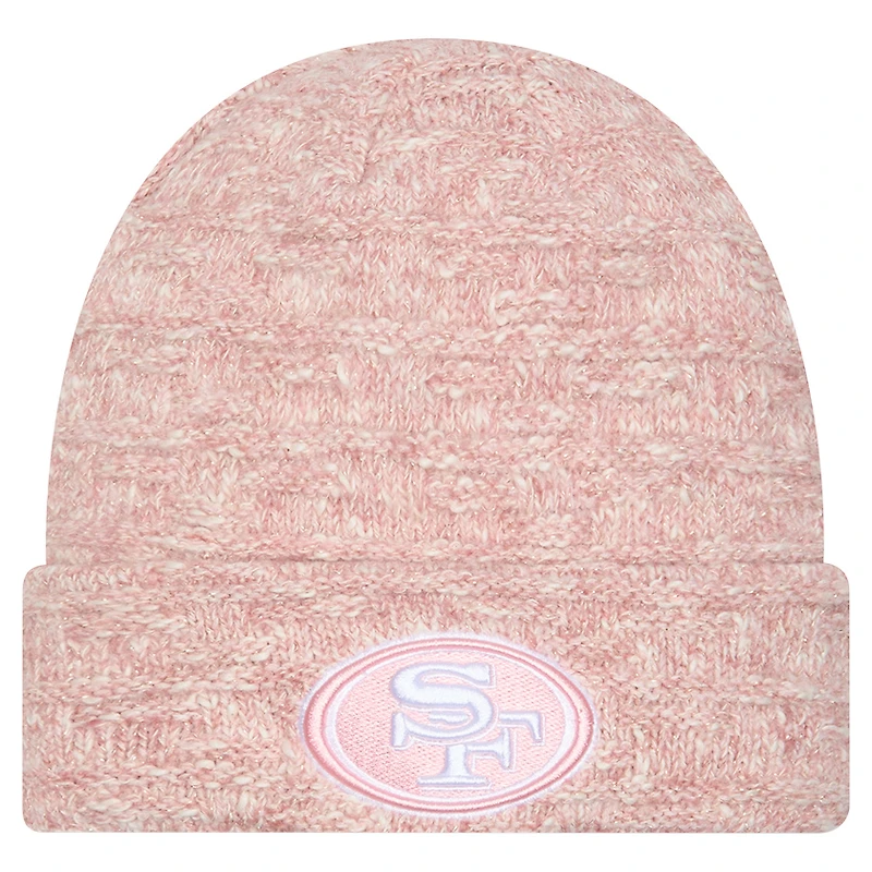 Bonnet en tricot à revers métallisé rose New Era pour femme des San Francisco 49ers