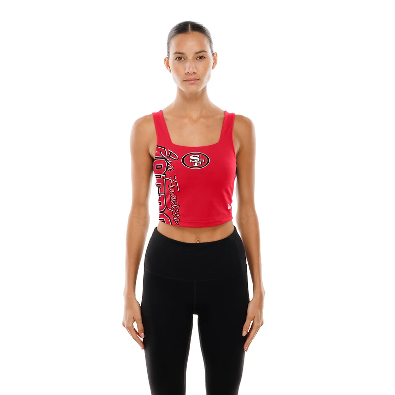 Women's New Era Scarlet/Black San Francisco 49ers Reversible Cropped Sport Classics Tank Top