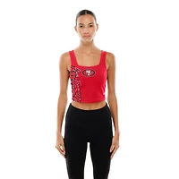 Women's New Era Scarlet/Black San Francisco 49ers Reversible Cropped Sport Classics Tank Top