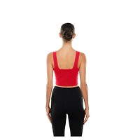 Women's New Era Scarlet/Black San Francisco 49ers Reversible Cropped Sport Classics Tank Top