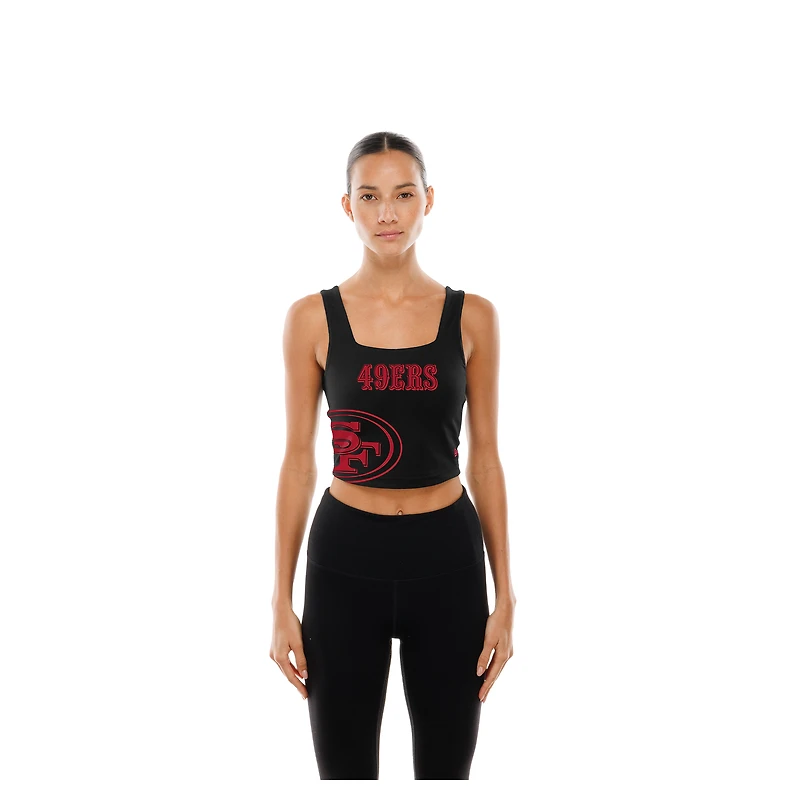 Women's New Era Scarlet/Black San Francisco 49ers Reversible Cropped Sport Classics Tank Top