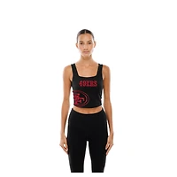 Women's New Era Scarlet/Black San Francisco 49ers Reversible Cropped Sport Classics Tank Top