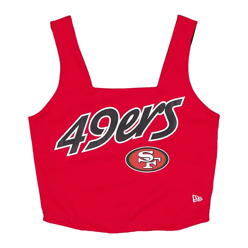 Women's New Era Scarlet/Black San Francisco 49ers Reversible Cropped Sport Classics Tank Top