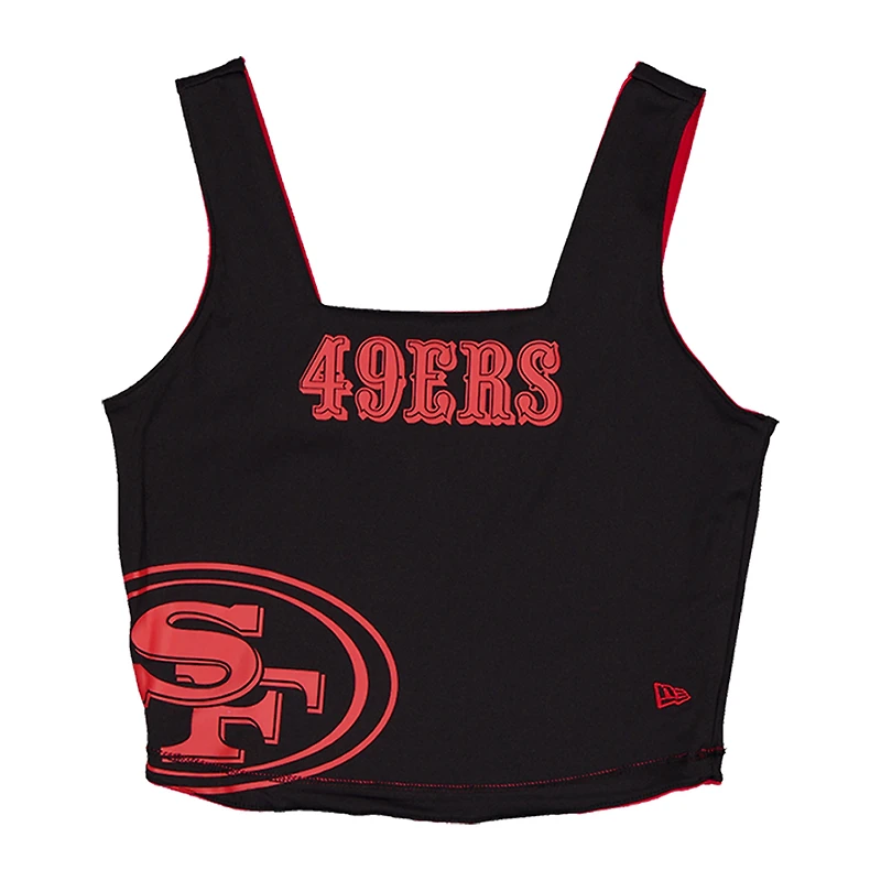 Women's New Era Scarlet/Black San Francisco 49ers Reversible Cropped Sport Classics Tank Top