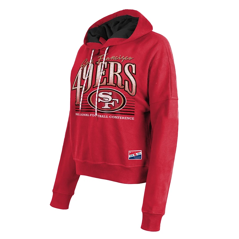 Women's New Era Scarlet San Francisco 49ers Boxy Pullover Hoodie