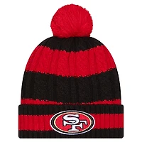 Bonnet en tricot tressé à revers et pompon pour femme New Era Scarlet San Francisco 49ers