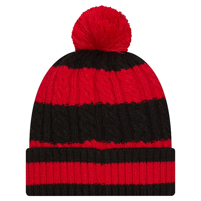 Bonnet en tricot tressé à revers et pompon pour femme New Era Scarlet San Francisco 49ers