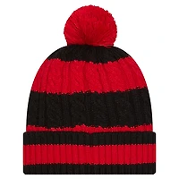 Bonnet en tricot tressé à revers et pompon pour femme New Era Scarlet San Francisco 49ers