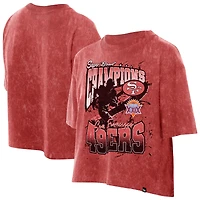Women's New Era Scarlet San Francisco 49ers Cropped Boxy Sport Classics Mineral Wash T-Shirt