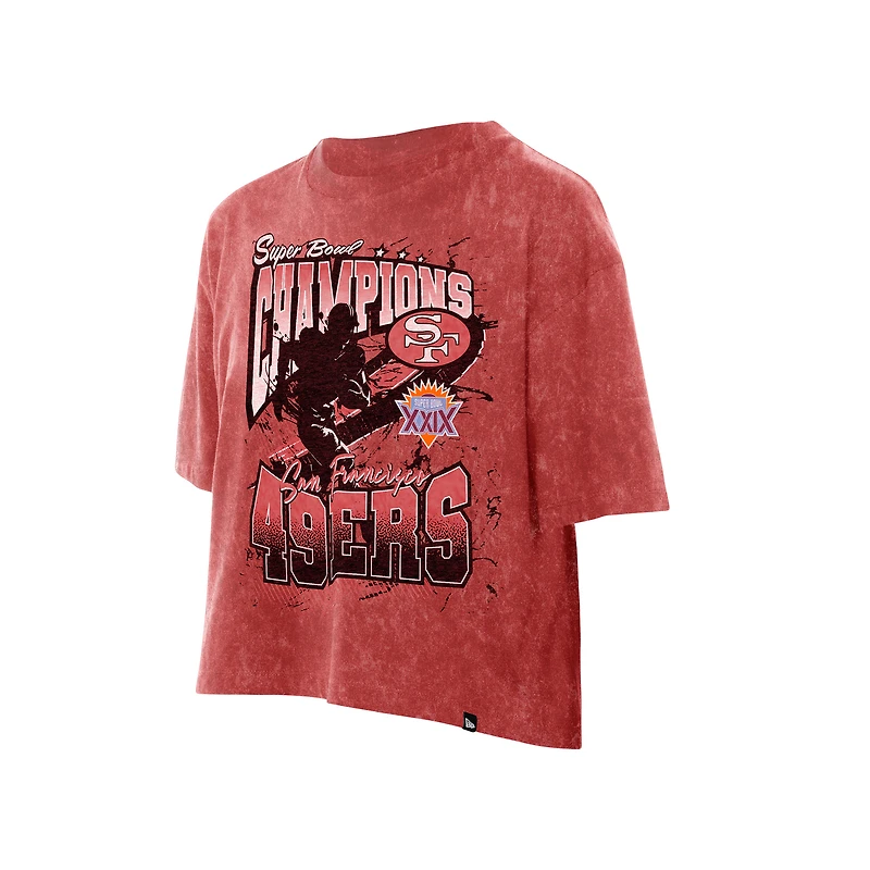 T-shirt court boxy Sport Classics Scarlet délavé minéral pour femme des San Francisco 49ers de New Era
