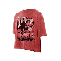 T-shirt court boxy Sport Classics Scarlet délavé minéral pour femme des San Francisco 49ers de New Era
