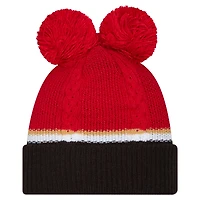 Women's New Era  Scarlet San Francisco 49ers Double Bubble Cuffed Knit Hat with Poms