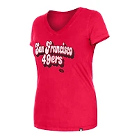T-shirt à col en V bas New Era Scarlet San Francisco 49ers pour femmes